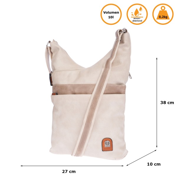 Christian Wippermann große Damen Tasche Umhängetasche Beuteltasche Handtasche Crossover Leder Optik