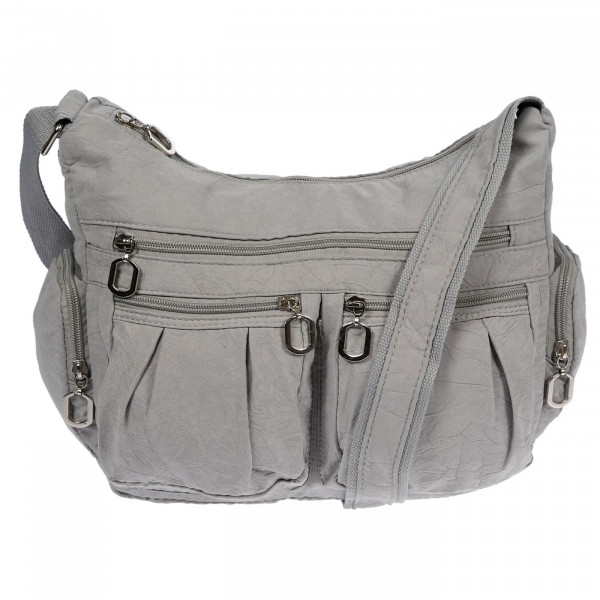 Damenhandtasche Schultertasche aus Canvas Hellgrau