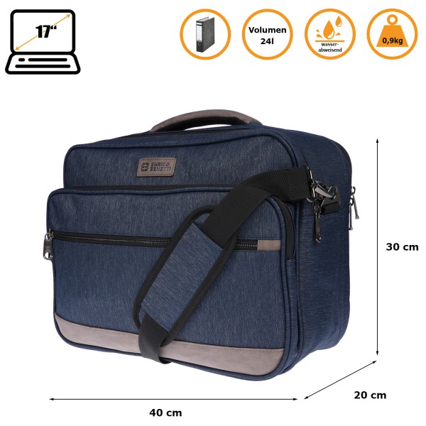 Umhängetasche 17 Zoll Laptoptasche Schwarz