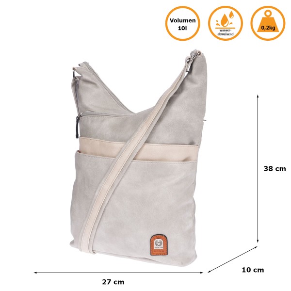 Christian Wippermann große Damen Tasche Umhängetasche Beuteltasche Handtasche Crossover Leder Optik