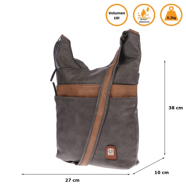 Christian Wippermann große Damen Tasche Umhängetasche Beuteltasche Handtasche Crossover Leder Optik