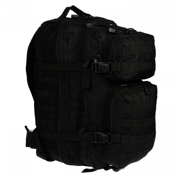 Multifunktions Rucksack XL Military Backpack Outdoor Schule Laptop Unisex Schwarz Seitlich