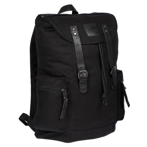 Rucksack aus Canvas und Leder Laptoprucksack Schwarz