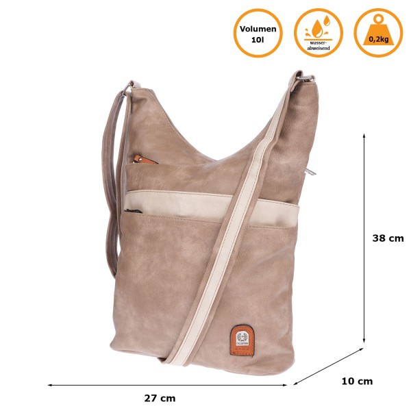 Christian Wippermann große Damen Tasche Umhängetasche Beuteltasche Handtasche Crossover Leder Optik