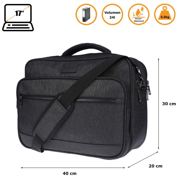 Umhängetasche 17 Zoll Laptoptasche Schwarz