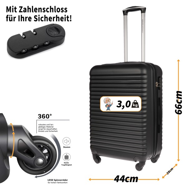 Christian Wippermann L Großer Koffer für Herren Damen Hartschalenkoffer Koffer Reisekoffer