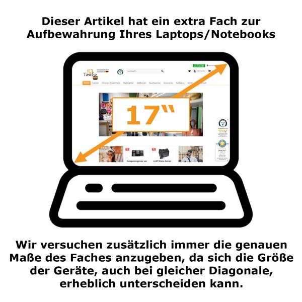 Arbeitstasche mit 17 Zoll Laptopfach